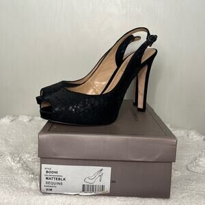 BCBG BCBGMaxAzria Bodhi Black Sequin Sling Pumps Size 9.5